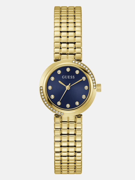 Gold-Tone and Blue Analog Watch - Guess