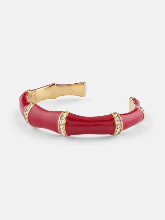Gold-Tone and Red Bamboo Cuff - Guess