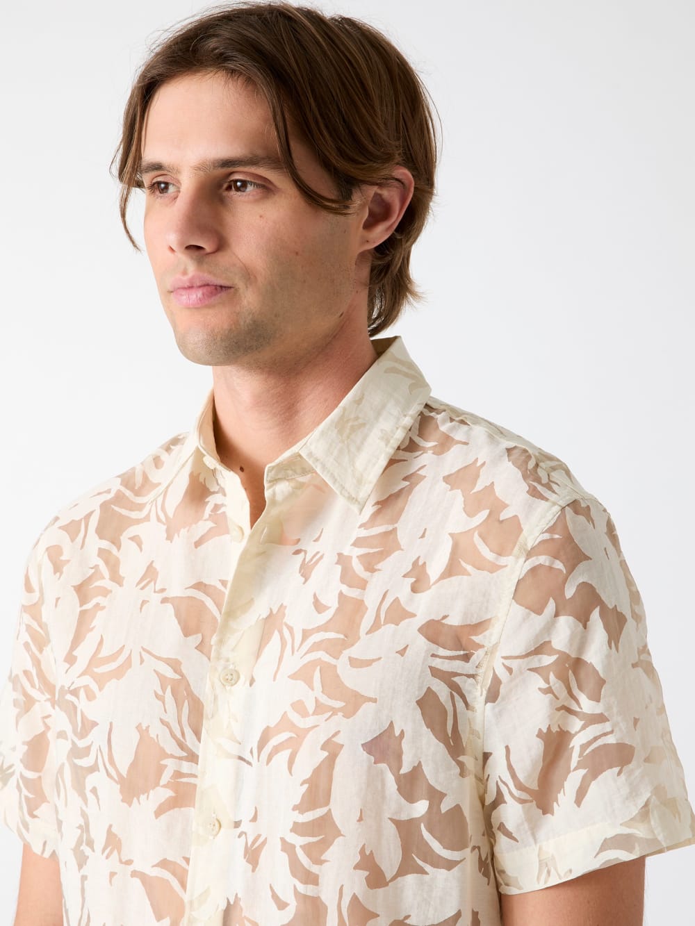 Floral Devore Burnout Shirt - Guess