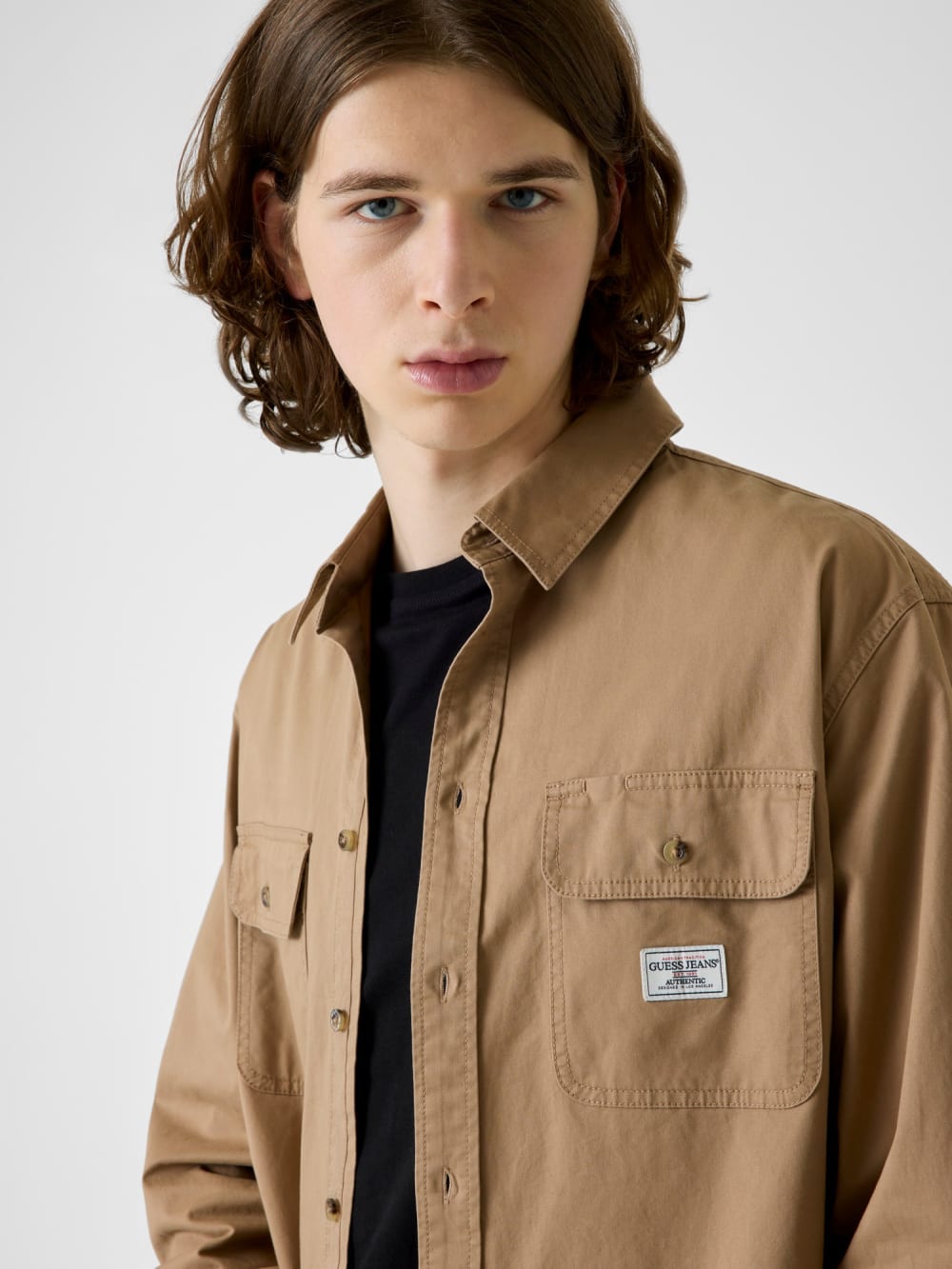 Boxy Crop Pocket Shirt - Guess
