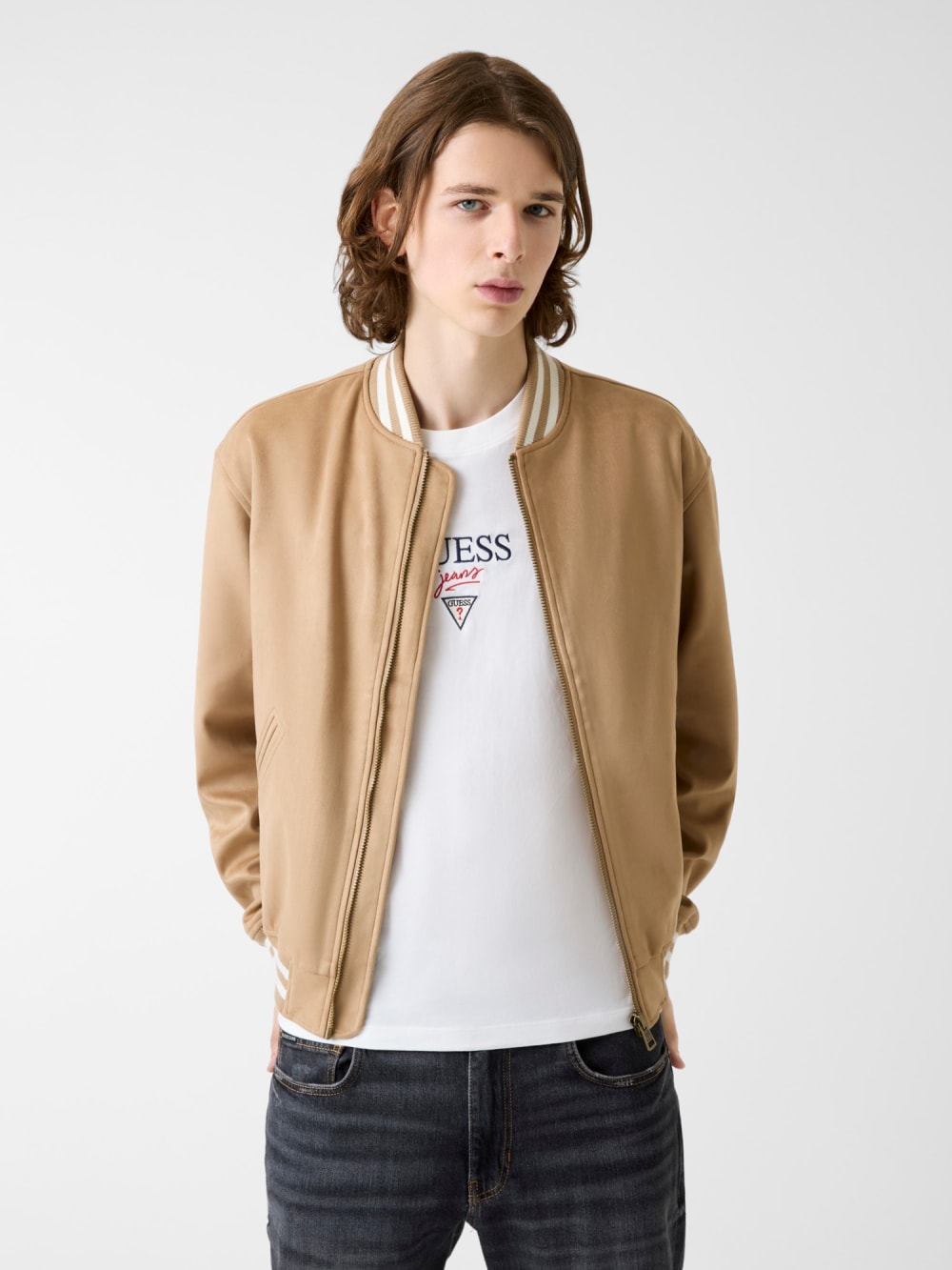 Faux suede bomber jacket - Guess