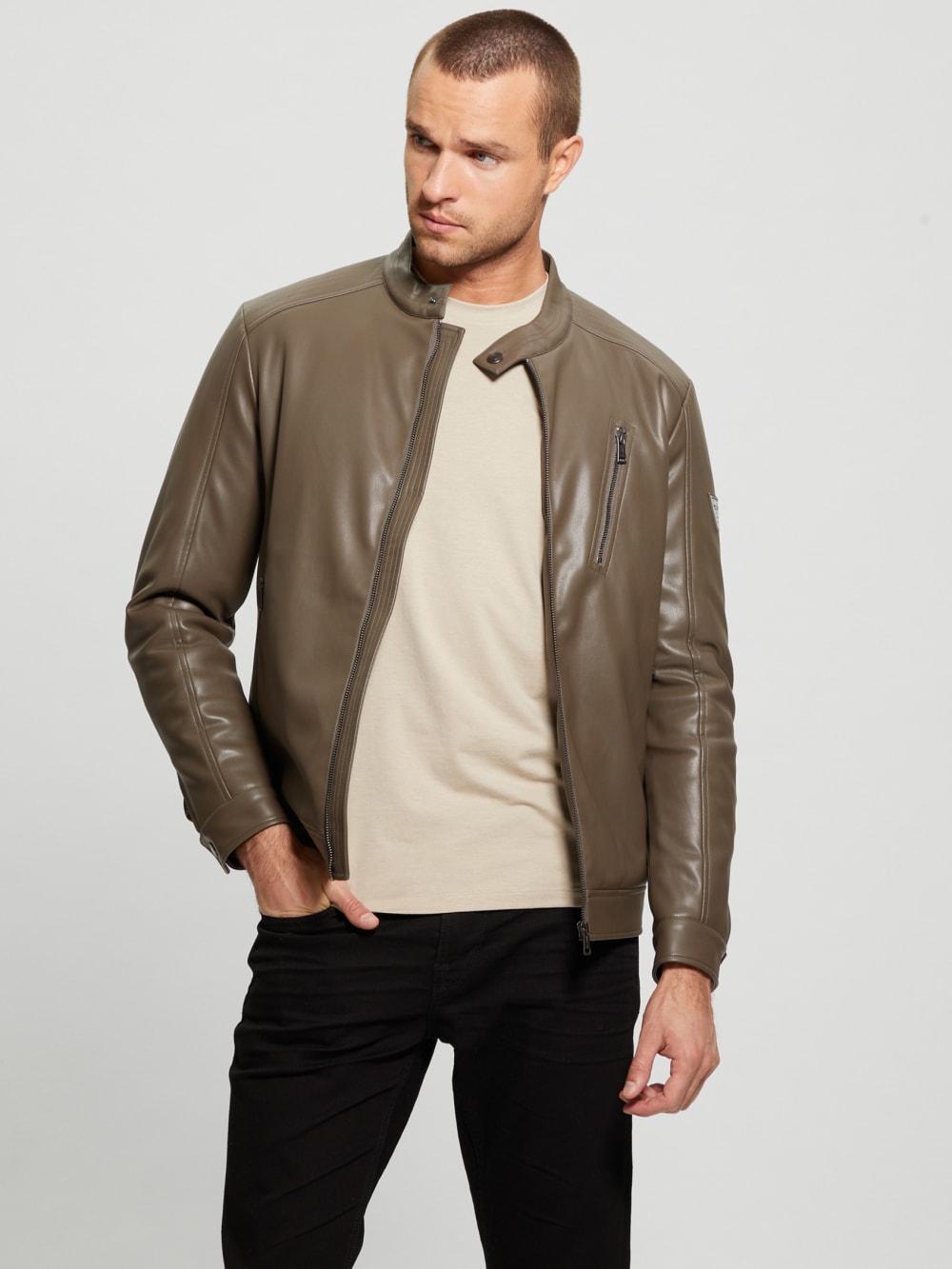 Faux-Leather Biker Jacket - Guess