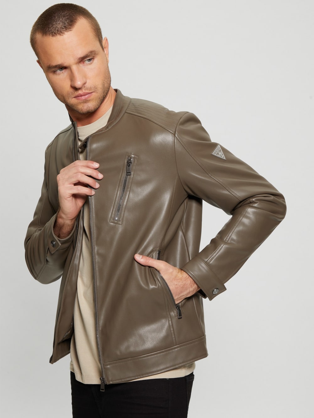 Faux-Leather Biker Jacket - Guess