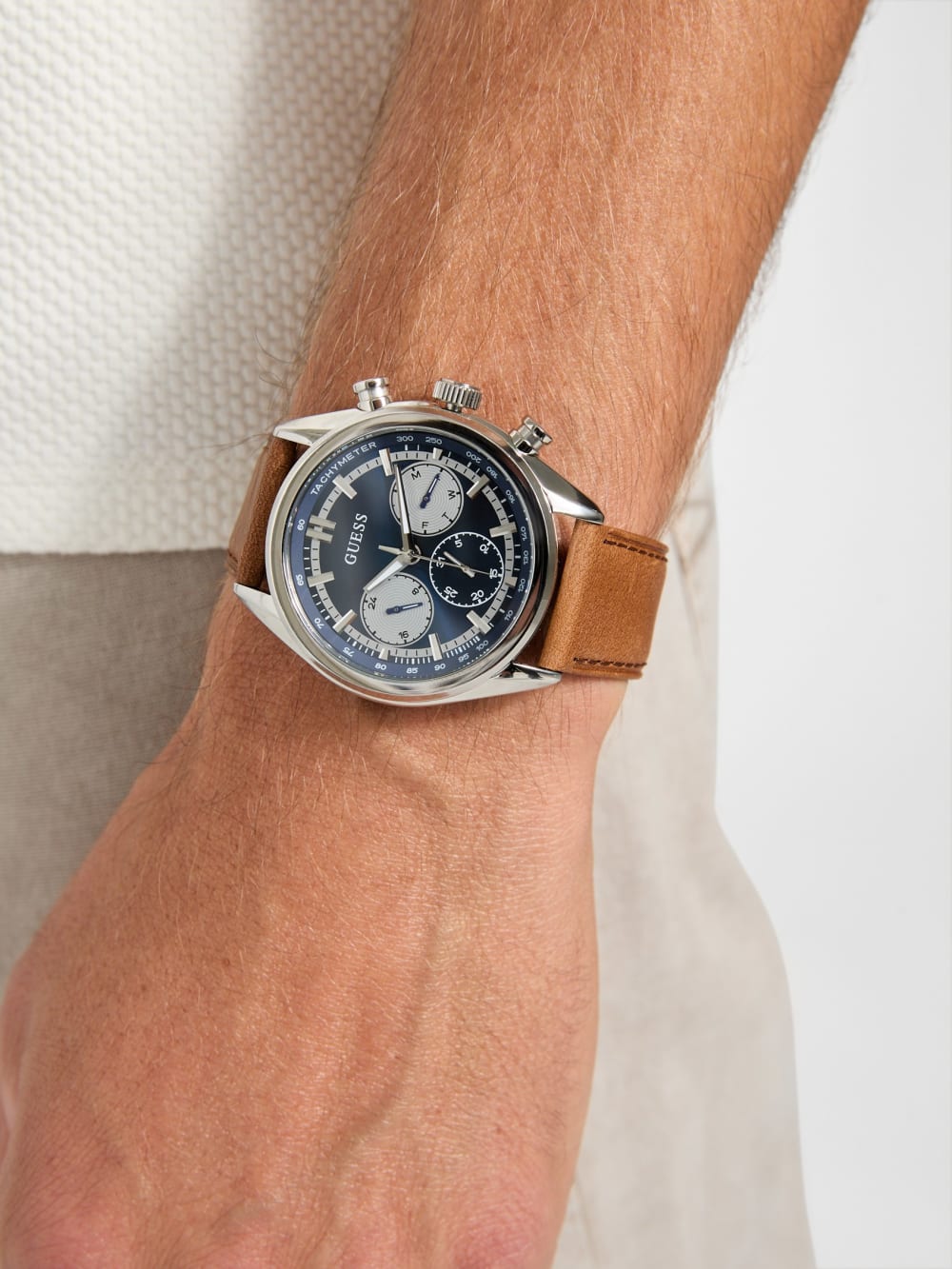 Two-Tone Multifunction Suede Watch - Guess