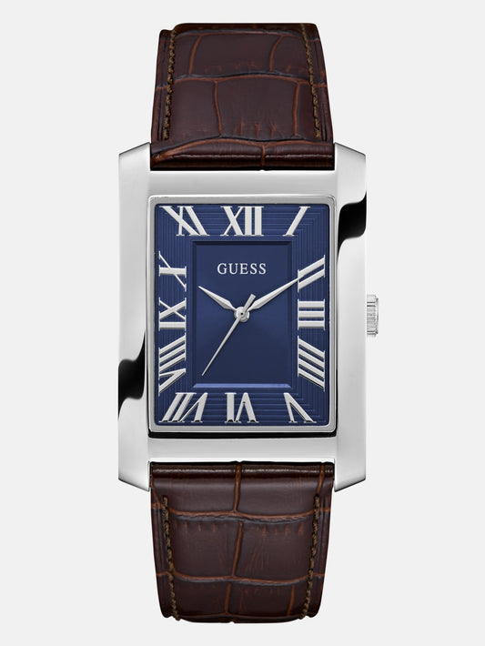 Silver-Tone and Navy Analog Watch - Guess