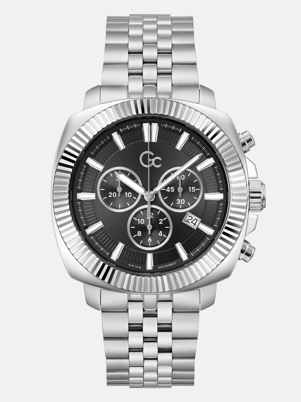 Gc Silver-Tone Chronograph Watch - Guess