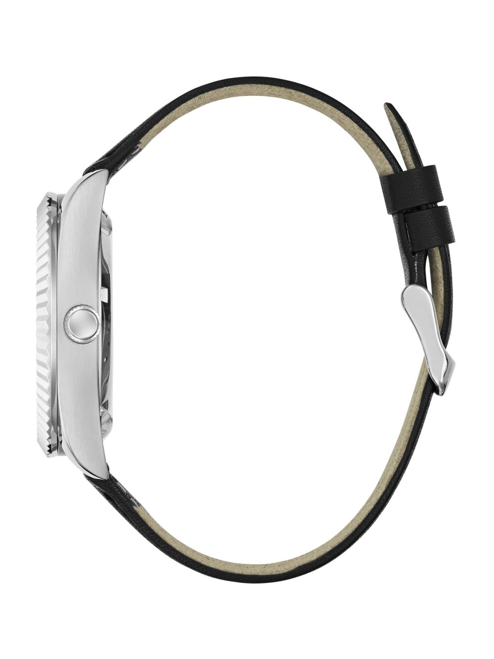 Silver-Tone Analog Leather Watch - Guess