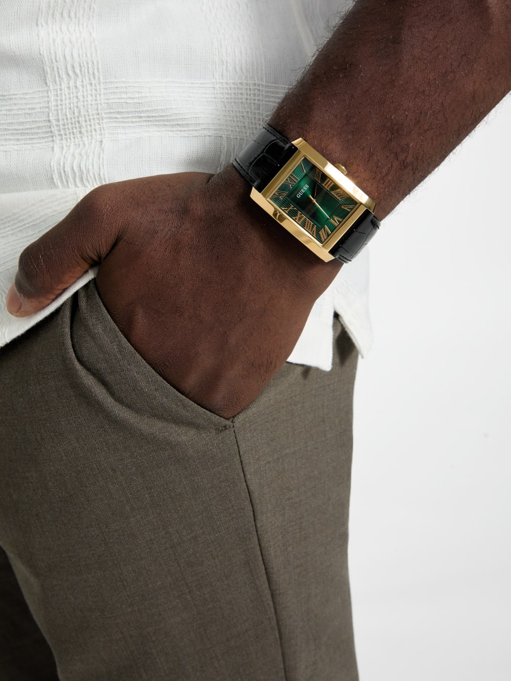 Gold-Tone and Emerald Analog Watch - Guess