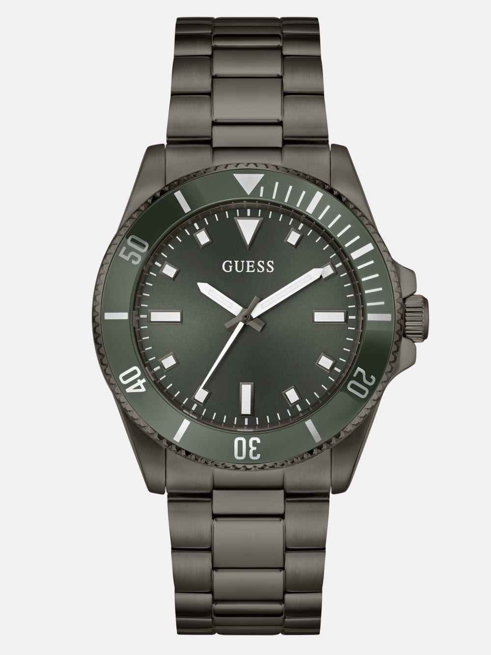 Dark Silver-Tone and Green Analog Watch - Guess