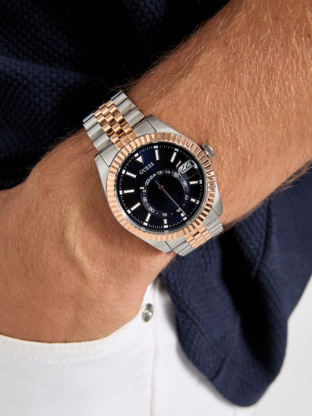 Two-Tone and Blue Analog Watch - Guess