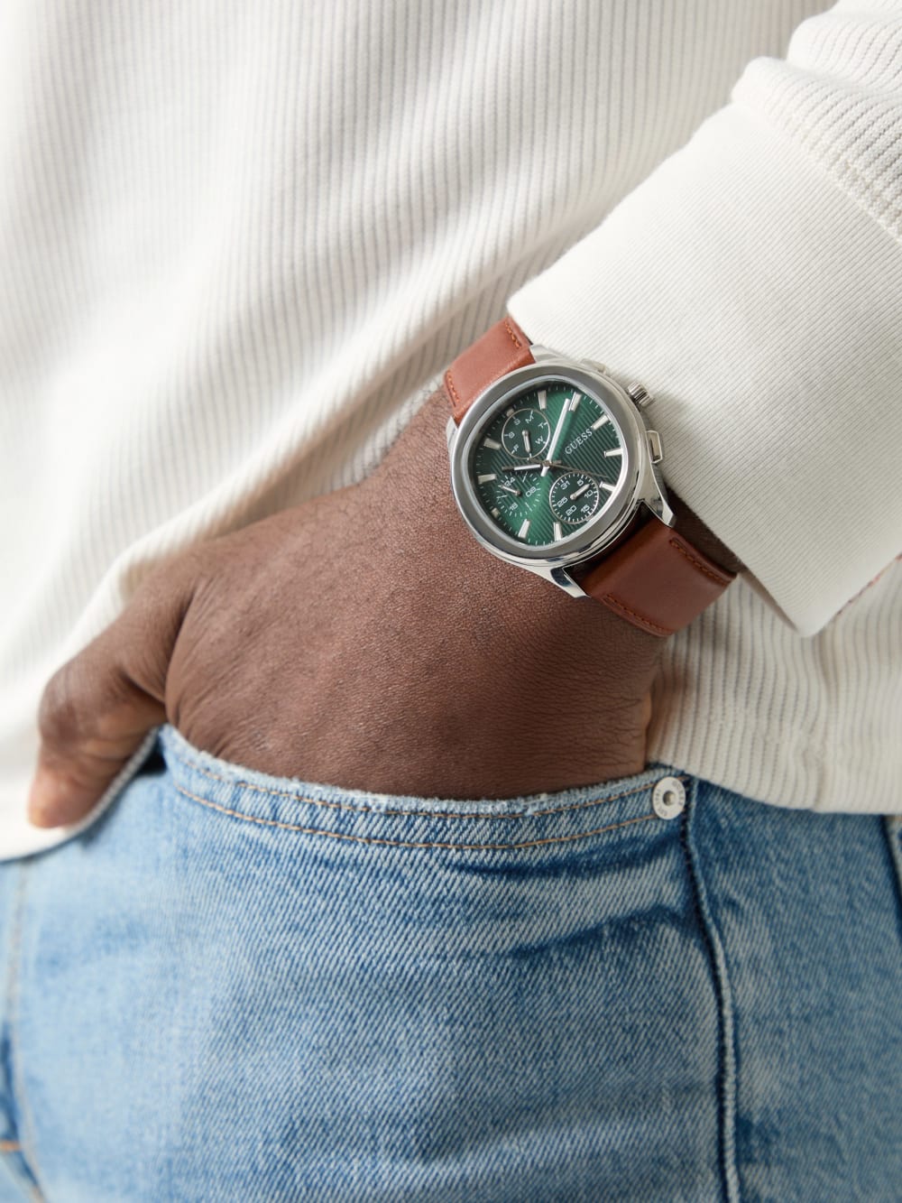 Genuine leather multi-fuction watch 40 mm - Guess
