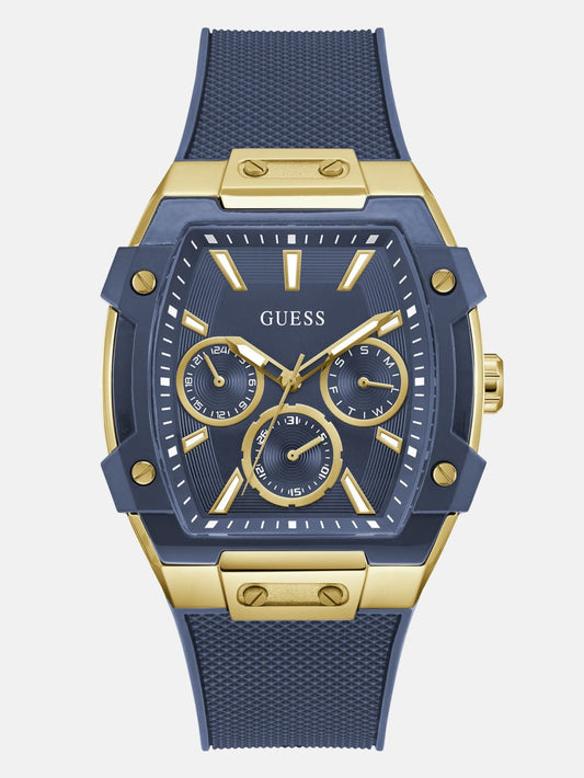 Gold-Tone and Blue Multifunctional Watch - Guess