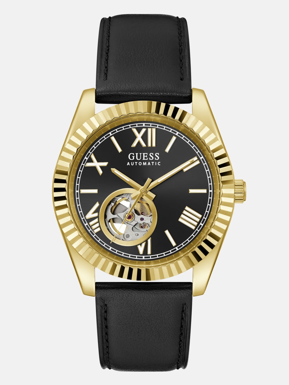 Gold-Tone Analog Leather Watch - Guess
