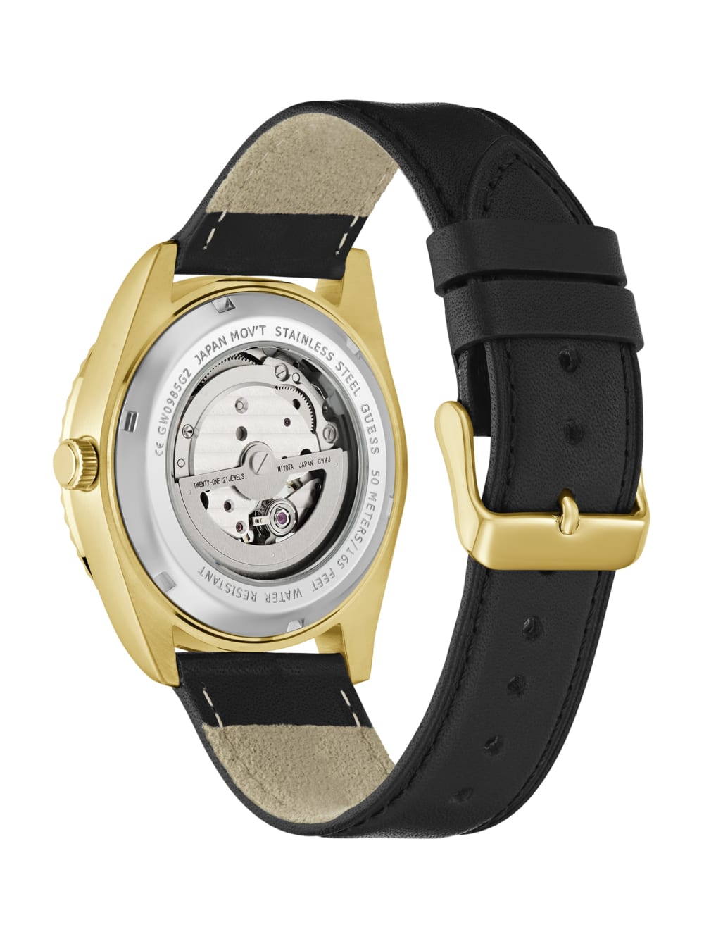 Gold-Tone Analog Leather Watch - Guess