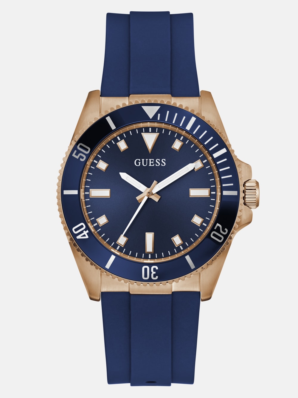 Rose Gold-Tone and Blue Silicone Analog Watch - Guess