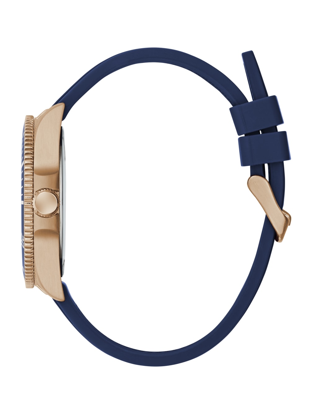 Rose Gold-Tone and Blue Silicone Analog Watch - Guess