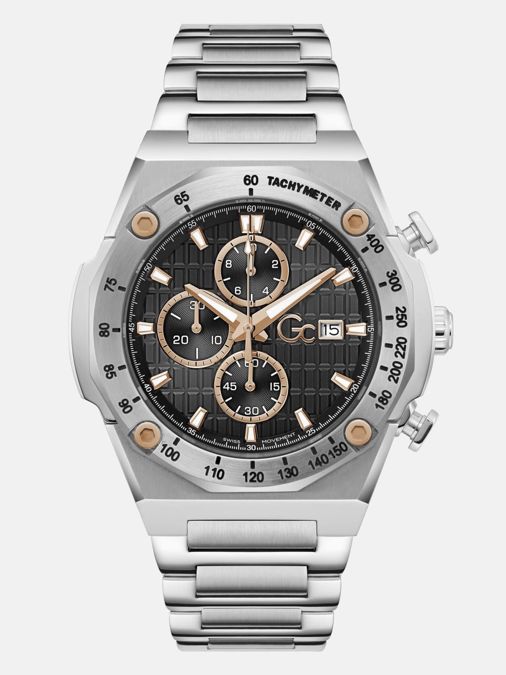 Gc Silver-Tone Chronograph Watch - Guess