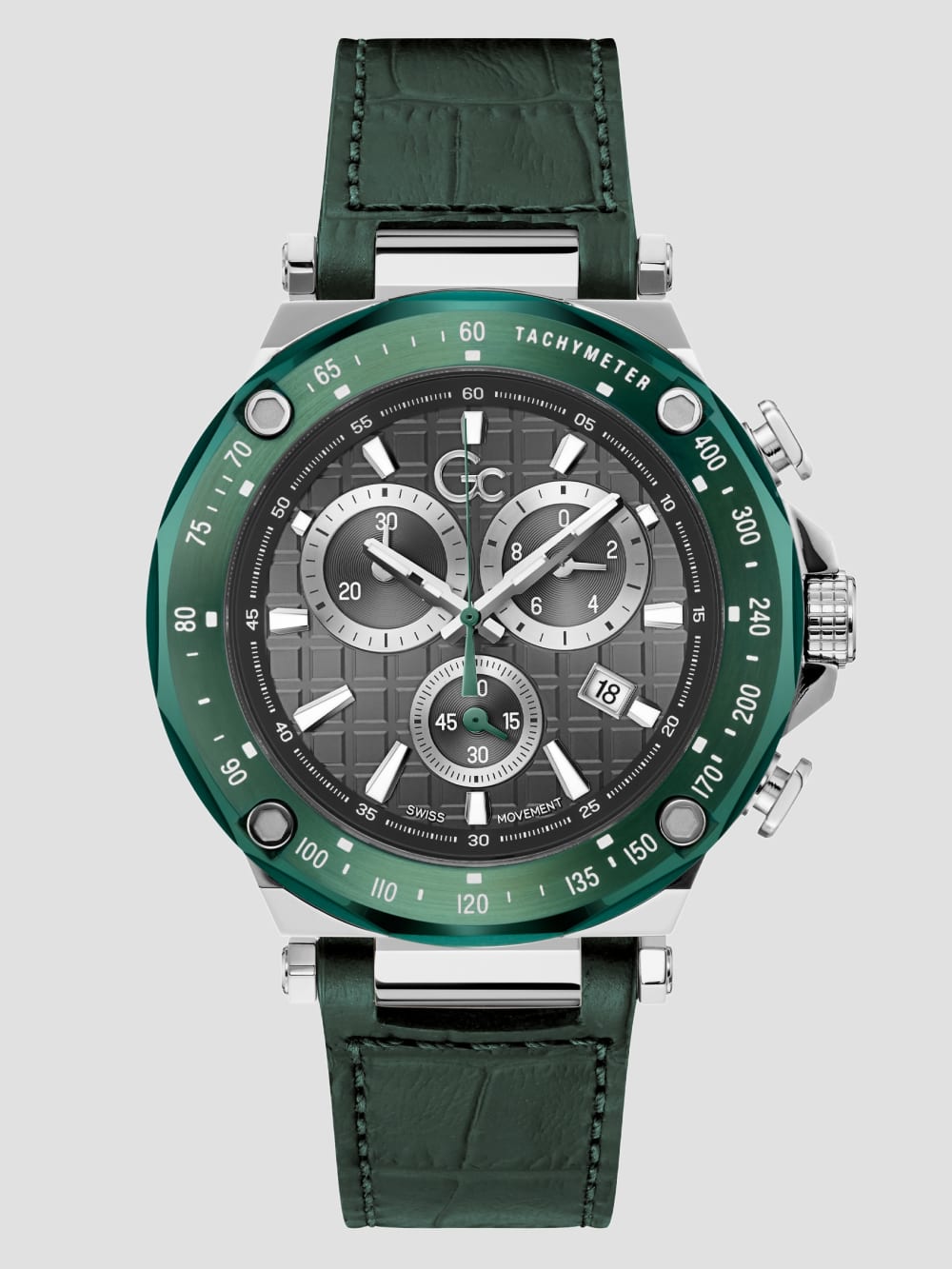 Green Leather Chronograph Watch - Guess