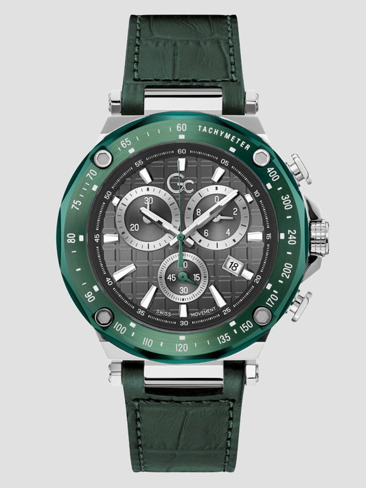 Green Leather Chronograph Watch - Guess
