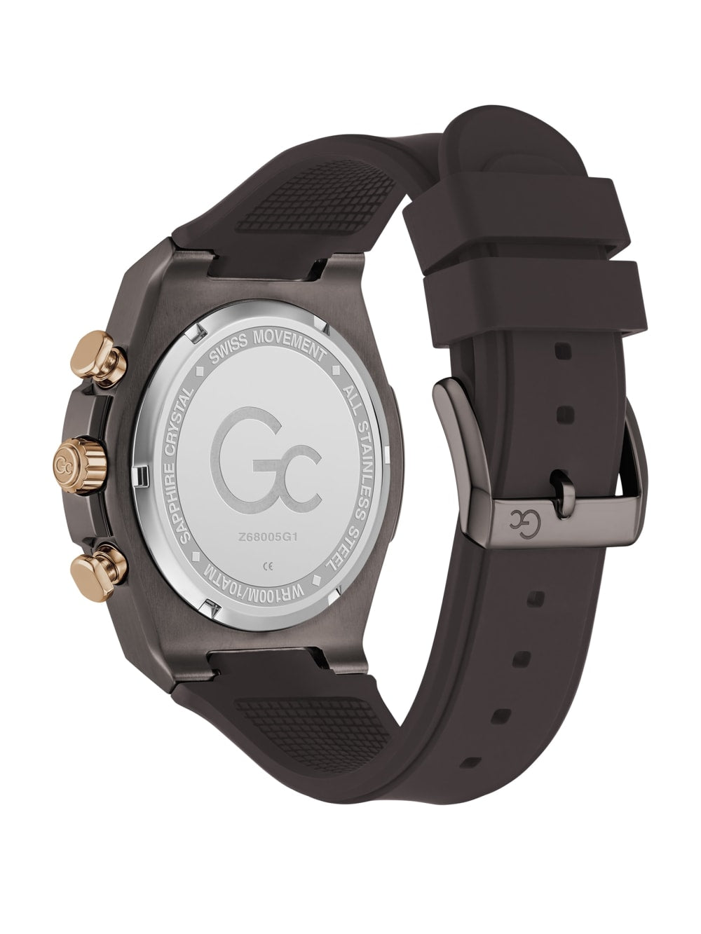 Gc Brown Silicone Chronograph Watch - Guess