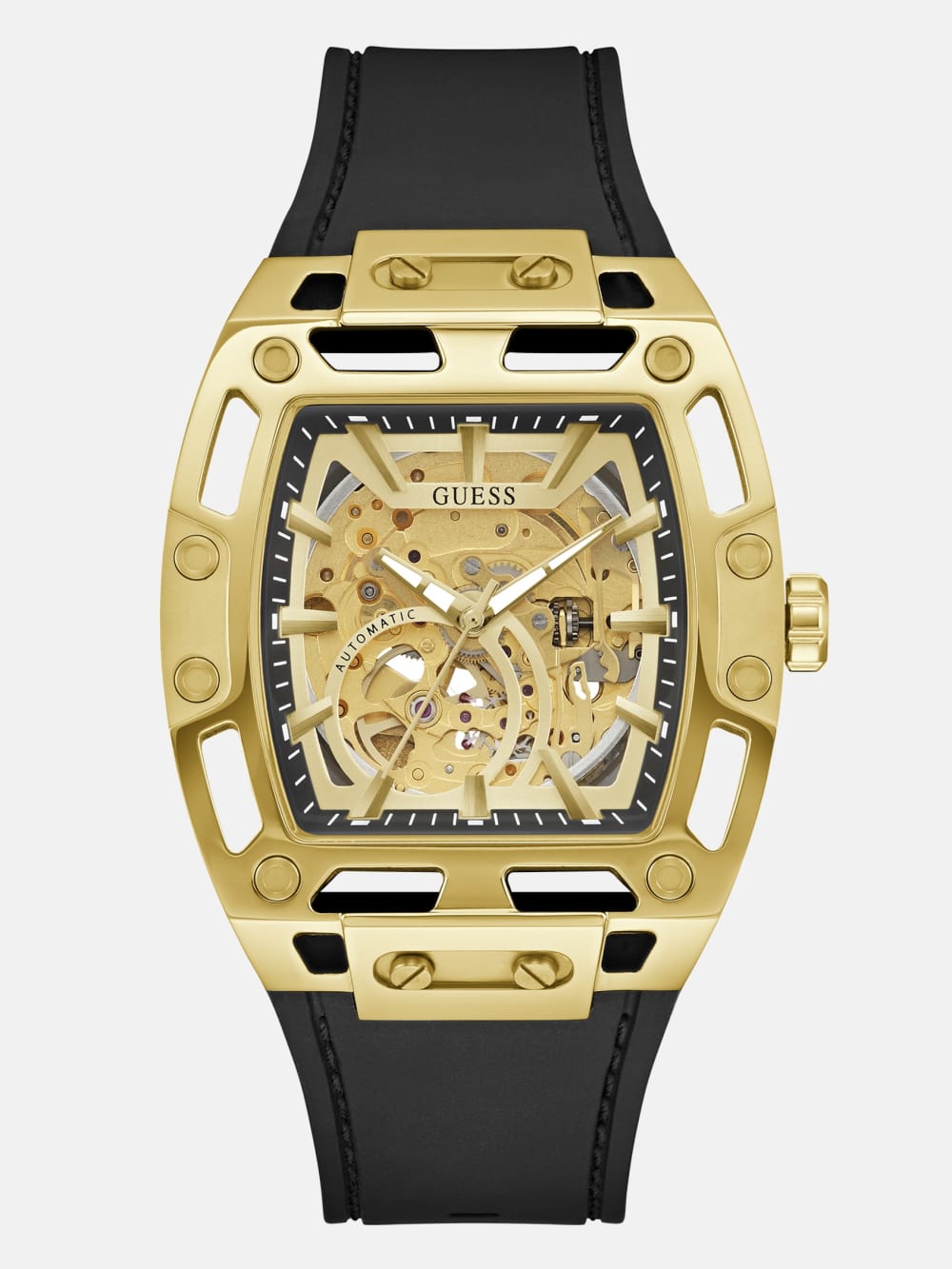 Gold-Tone Silicone Analog Watch - Guess