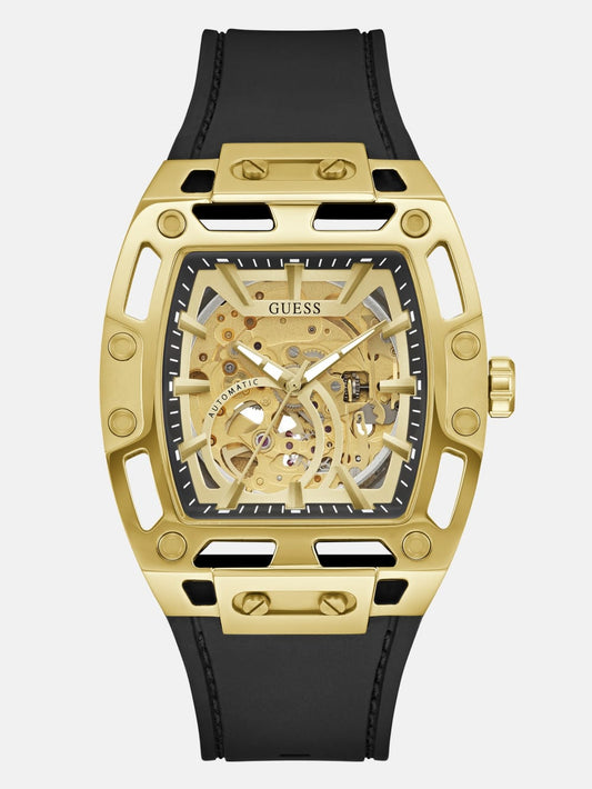Gold-Tone Silicone Analog Watch - Guess