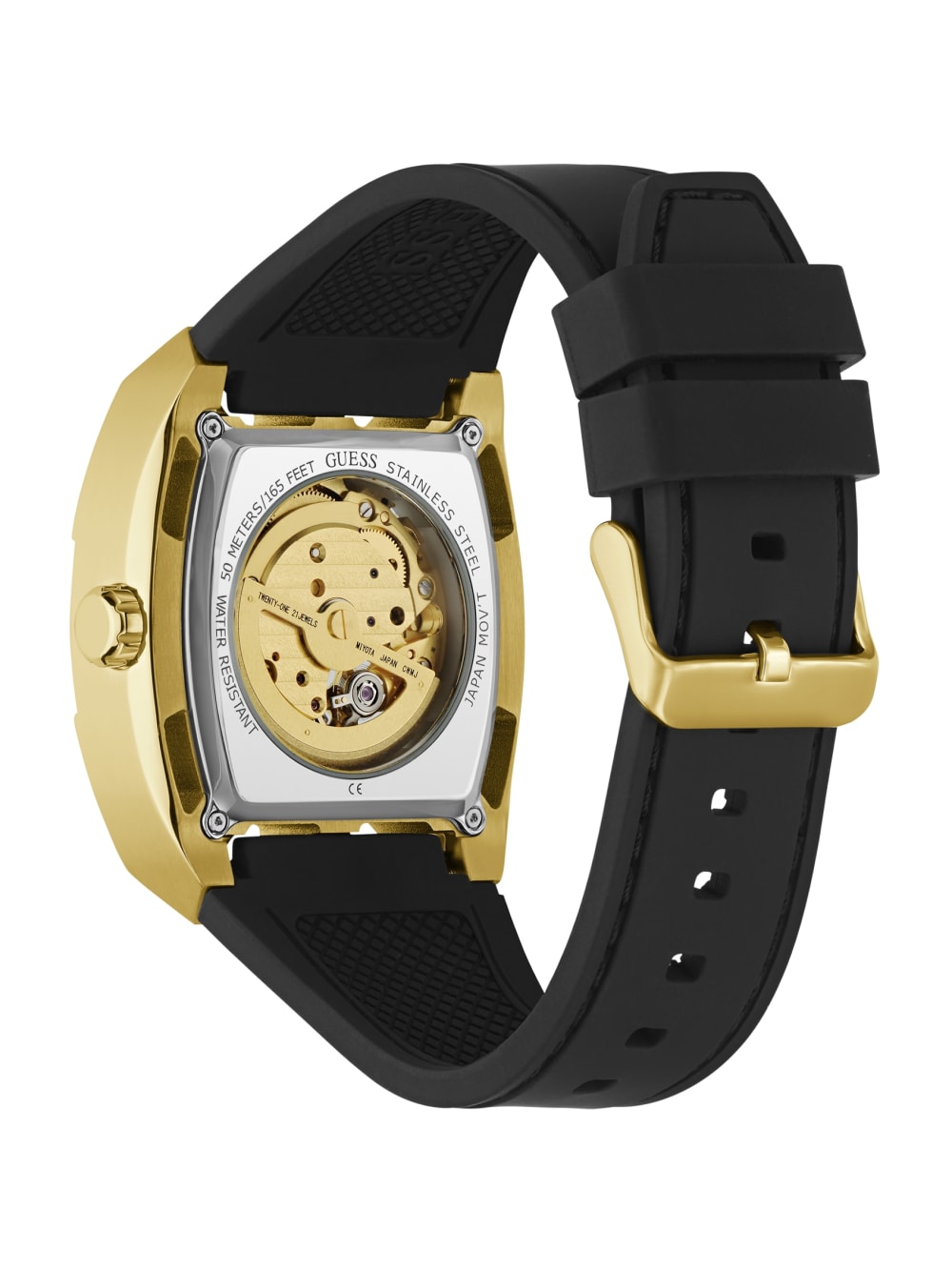 Gold-Tone Silicone Analog Watch - Guess