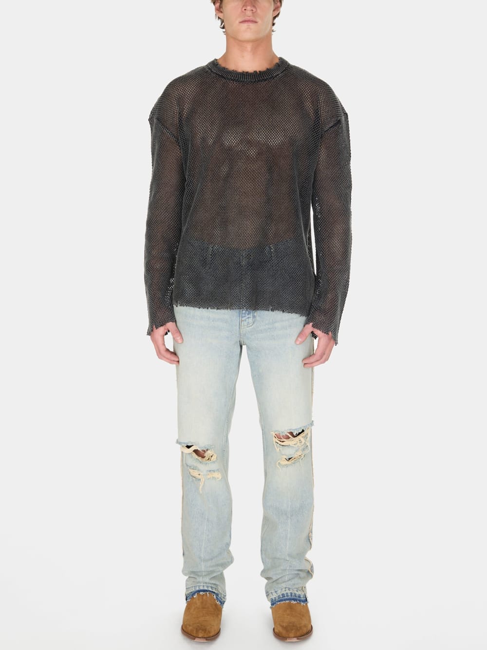 distressed denim flare pant - Guess