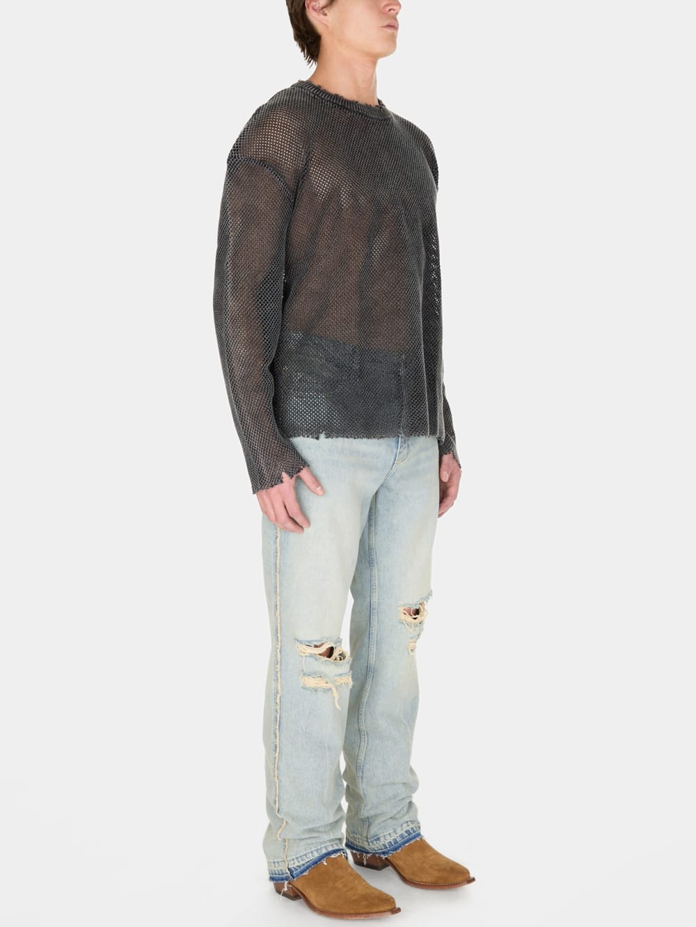 distressed denim flare pant - Guess