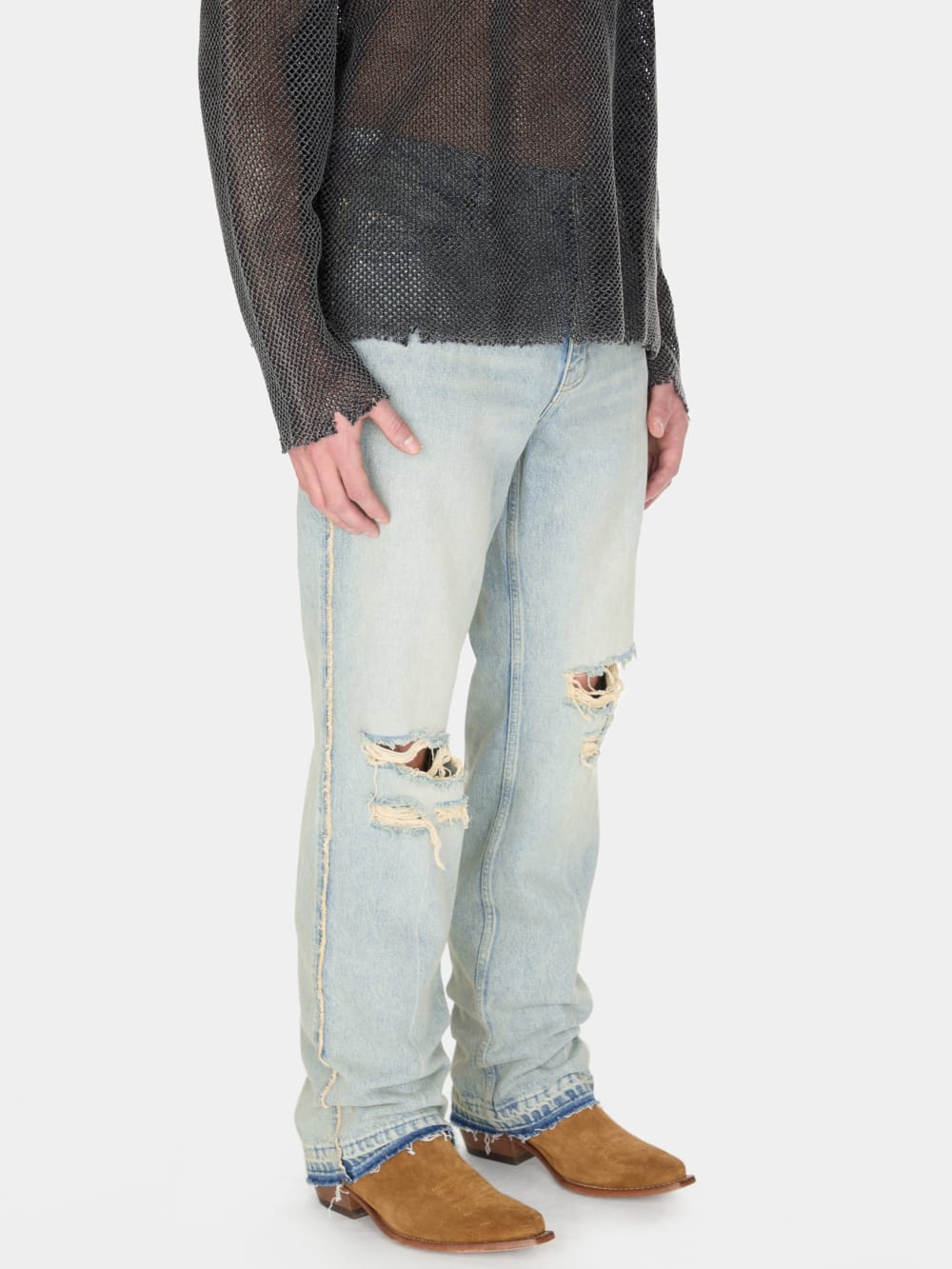 distressed denim flare pant - Guess