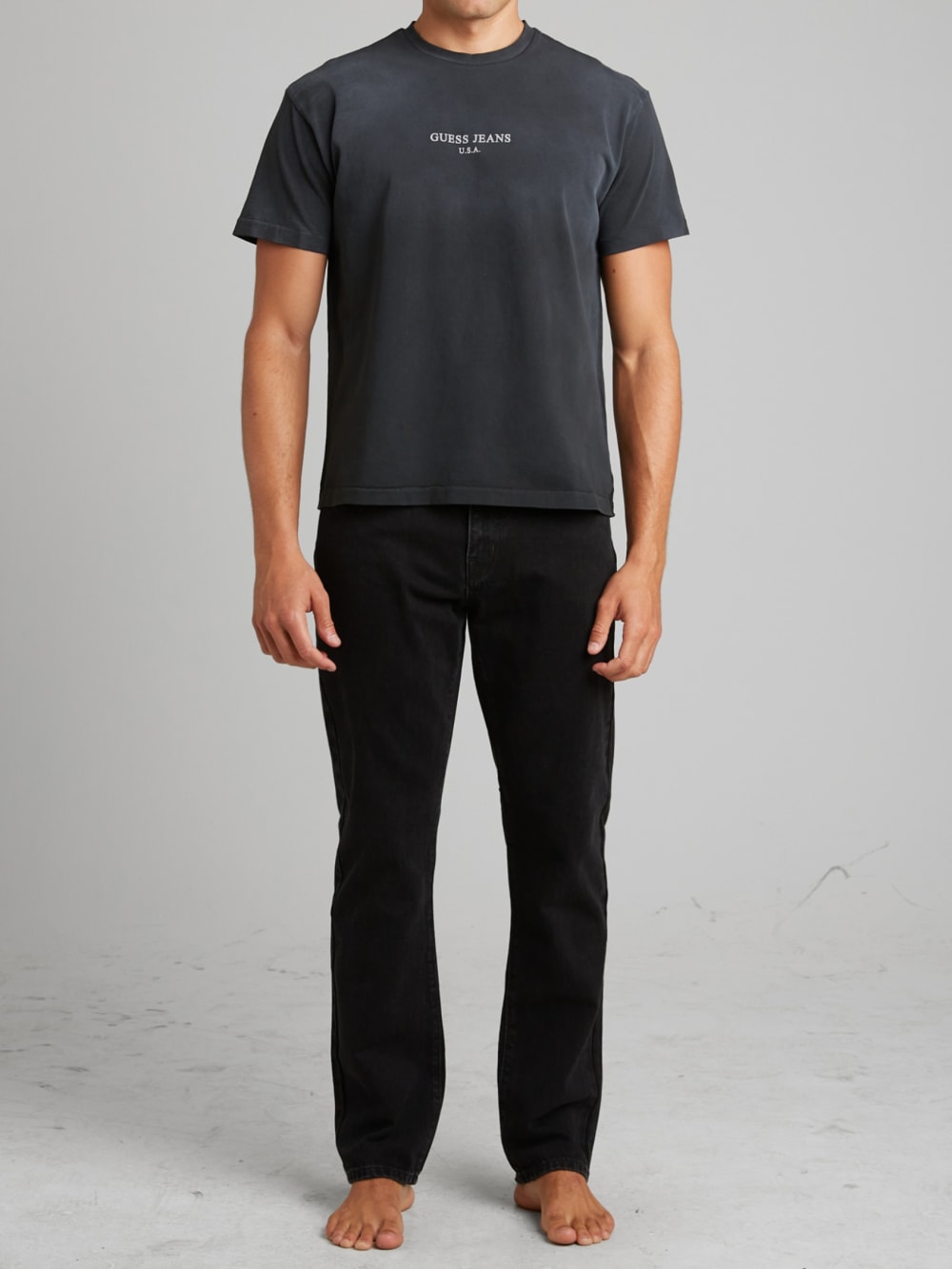 Washed Black Straight Denim Pants - Guess