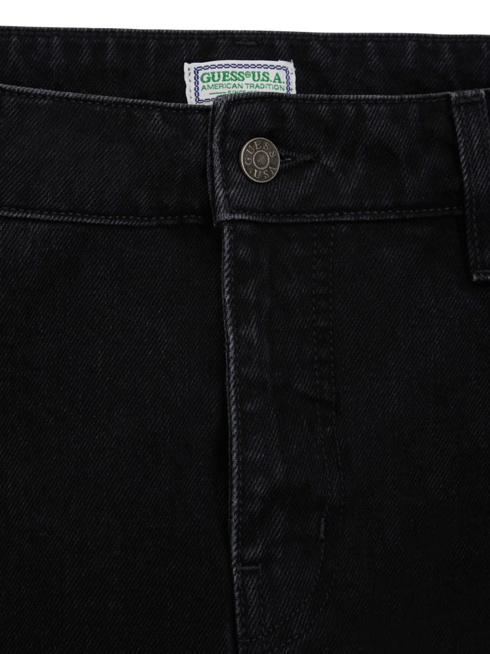 Washed Black Straight Denim Pants - Guess