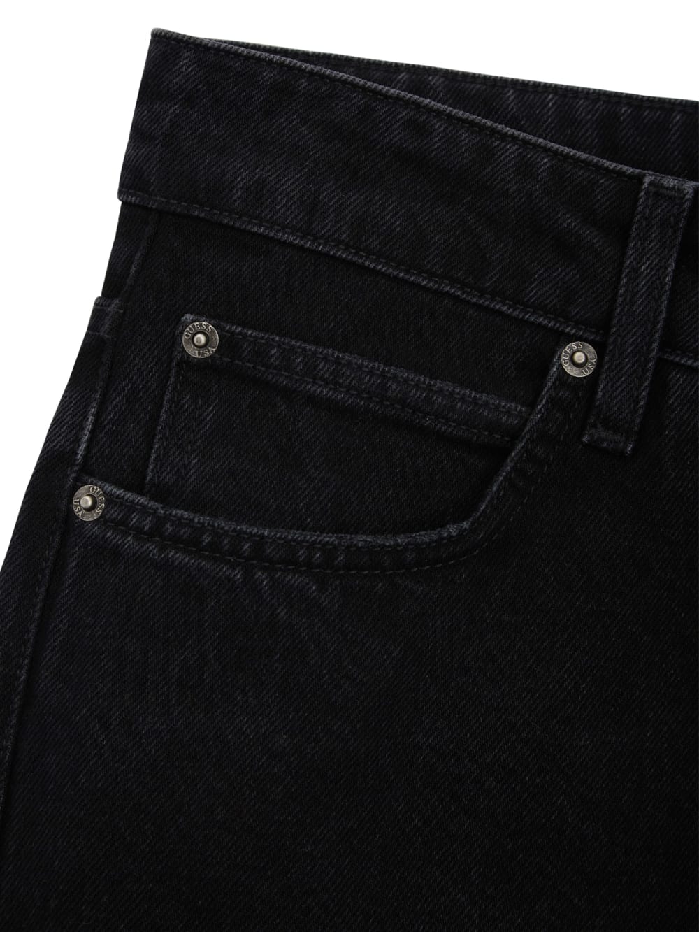 Washed Black Straight Denim Pants - Guess