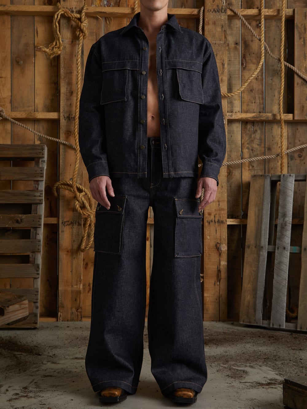 raw denim combat pants - Guess