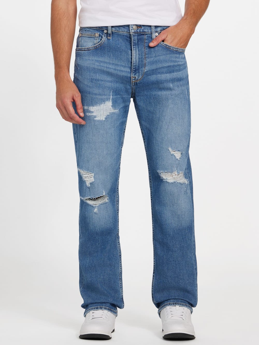 Eco Mason Destroyed Regular-Fit Straight Jeans - Guess
