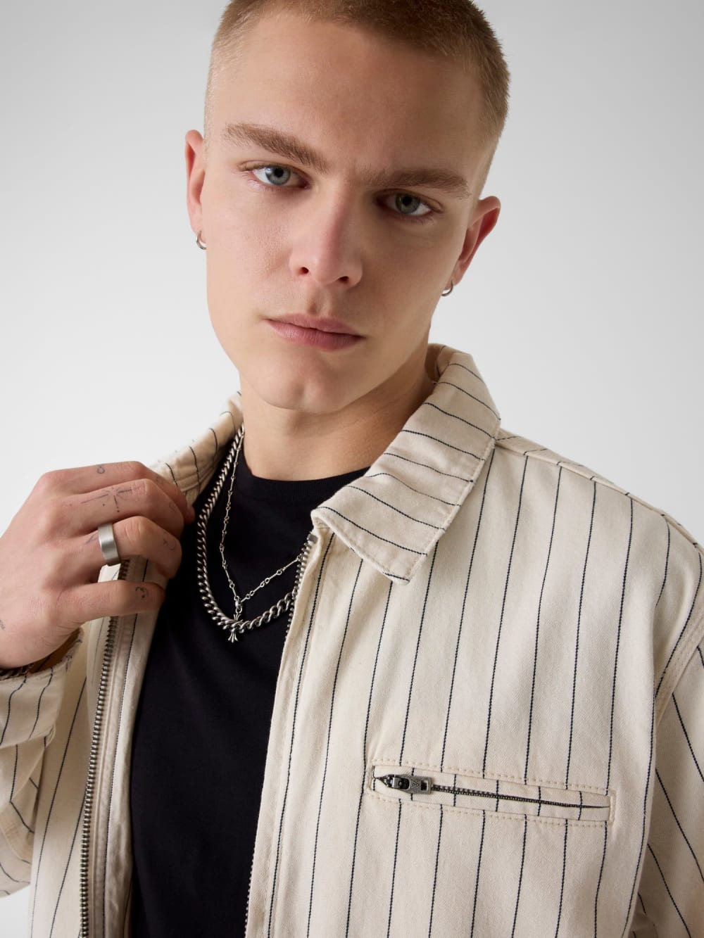 Striped denim jacket - Guess