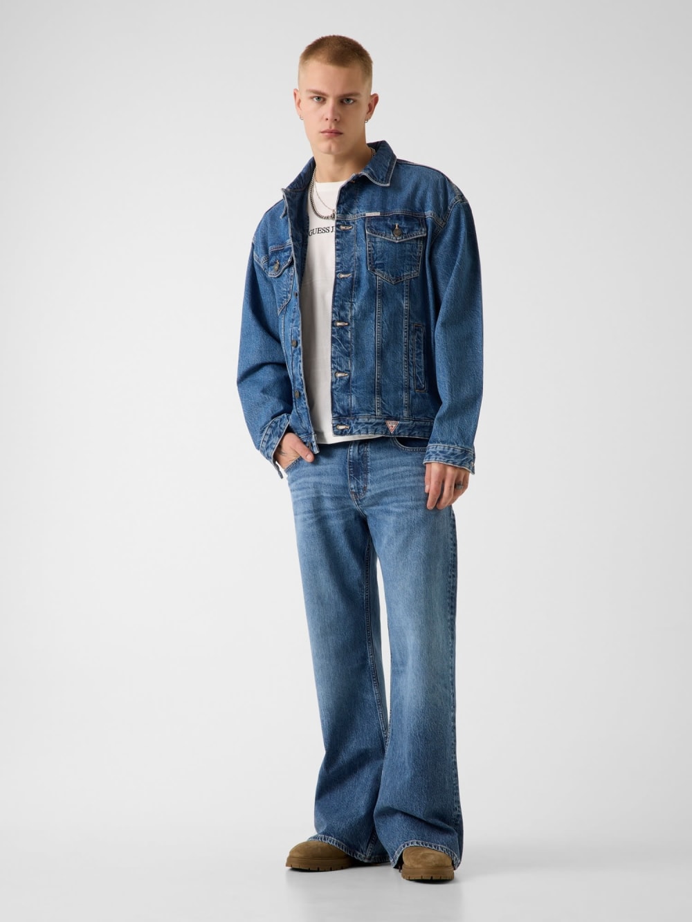 Oversized Denim Trucker Jacket - Guess