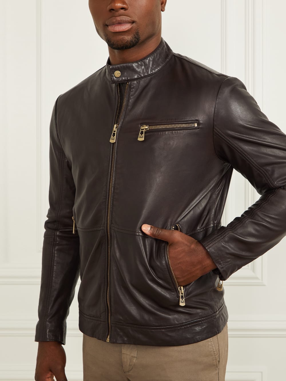Genuine Leather Biker Jacket - Guess