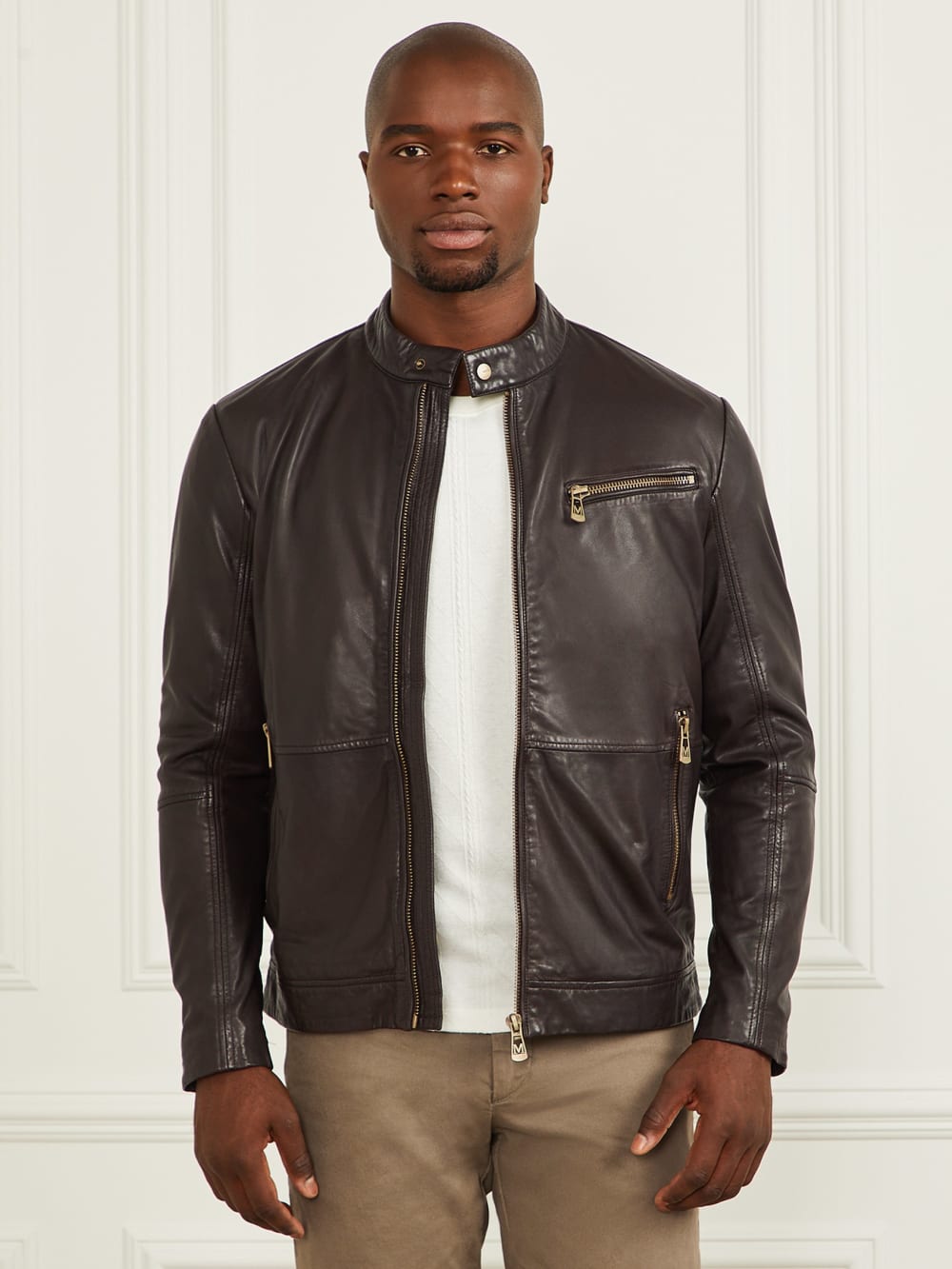 Genuine Leather Biker Jacket - Guess