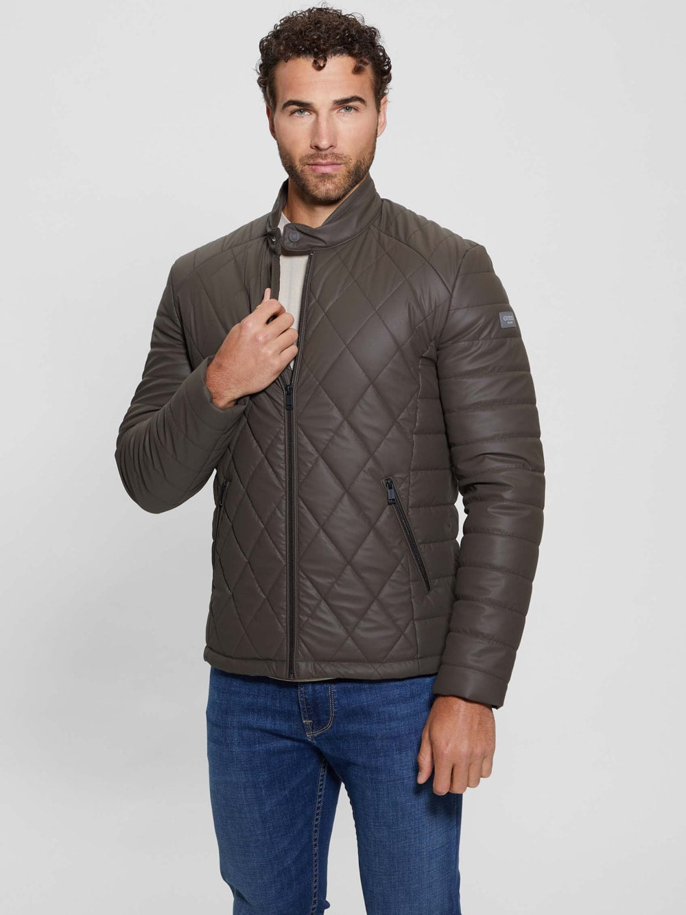 Diamond Quilted Faux-Leather Jacket - Guess
