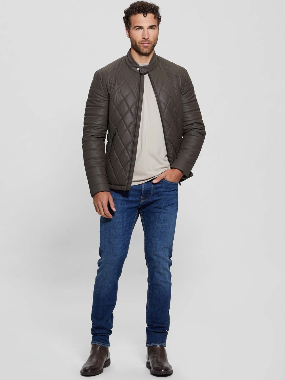 Diamond Quilted Faux-Leather Jacket - Guess