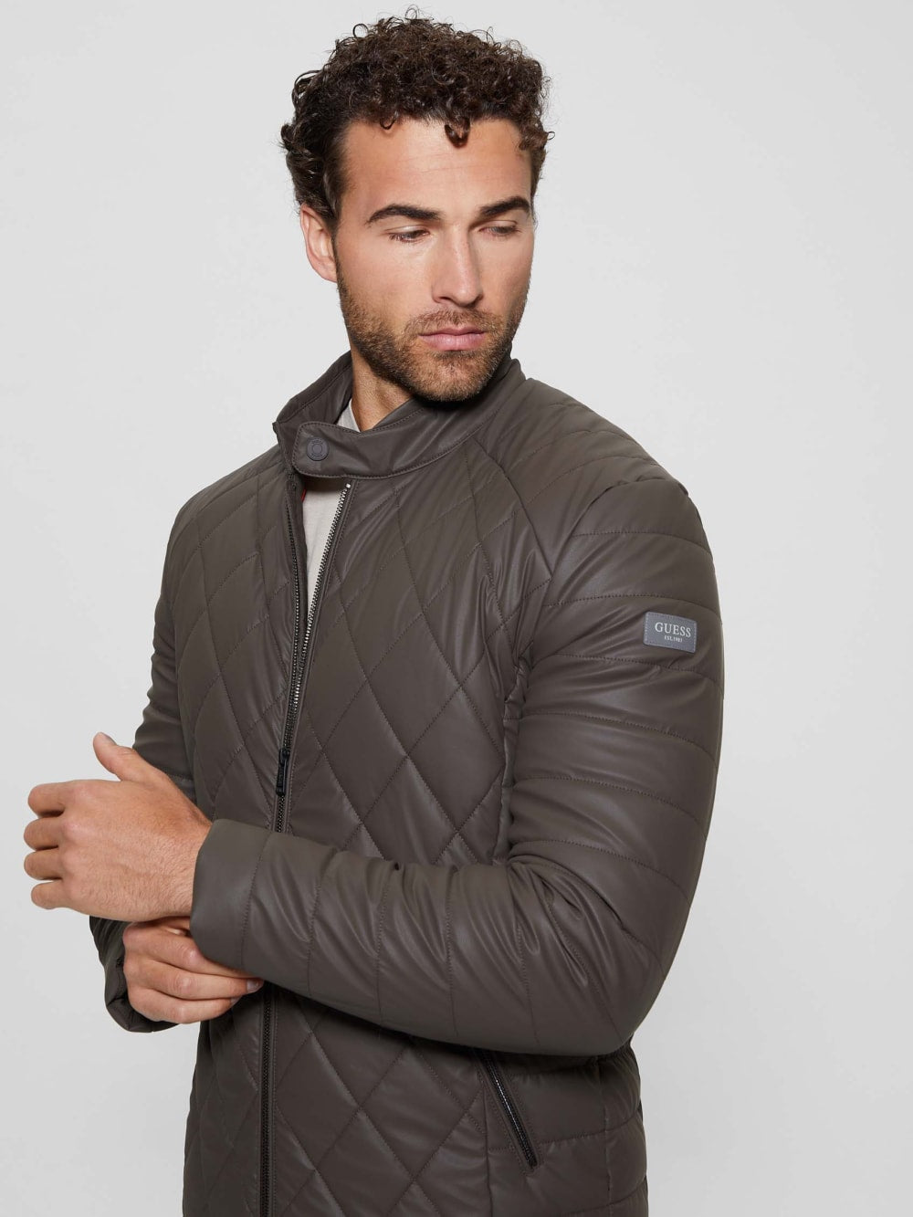 Diamond Quilted Faux-Leather Jacket - Guess