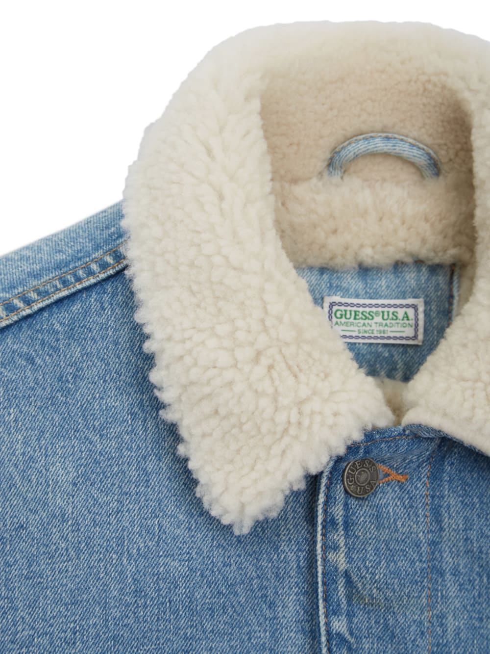 Blue Denim Sherpa Jacket - Guess