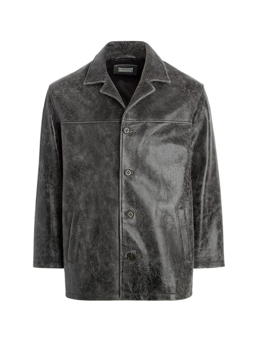 crackle leather coat - Guess