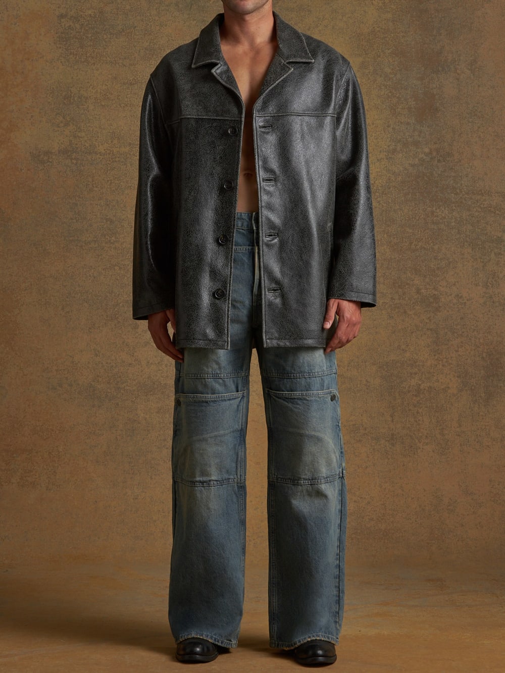 crackle leather coat - Guess