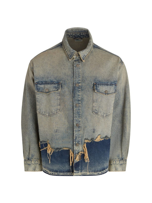 distressed denim shirt jacket - Guess
