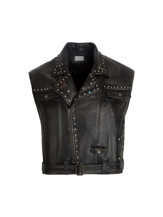 studded leather vest - Guess