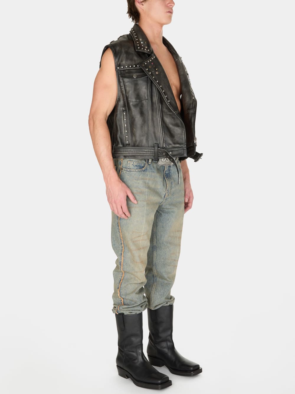 studded leather vest - Guess