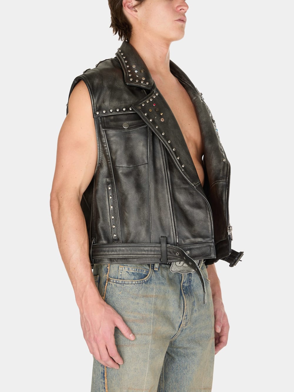 studded leather vest - Guess