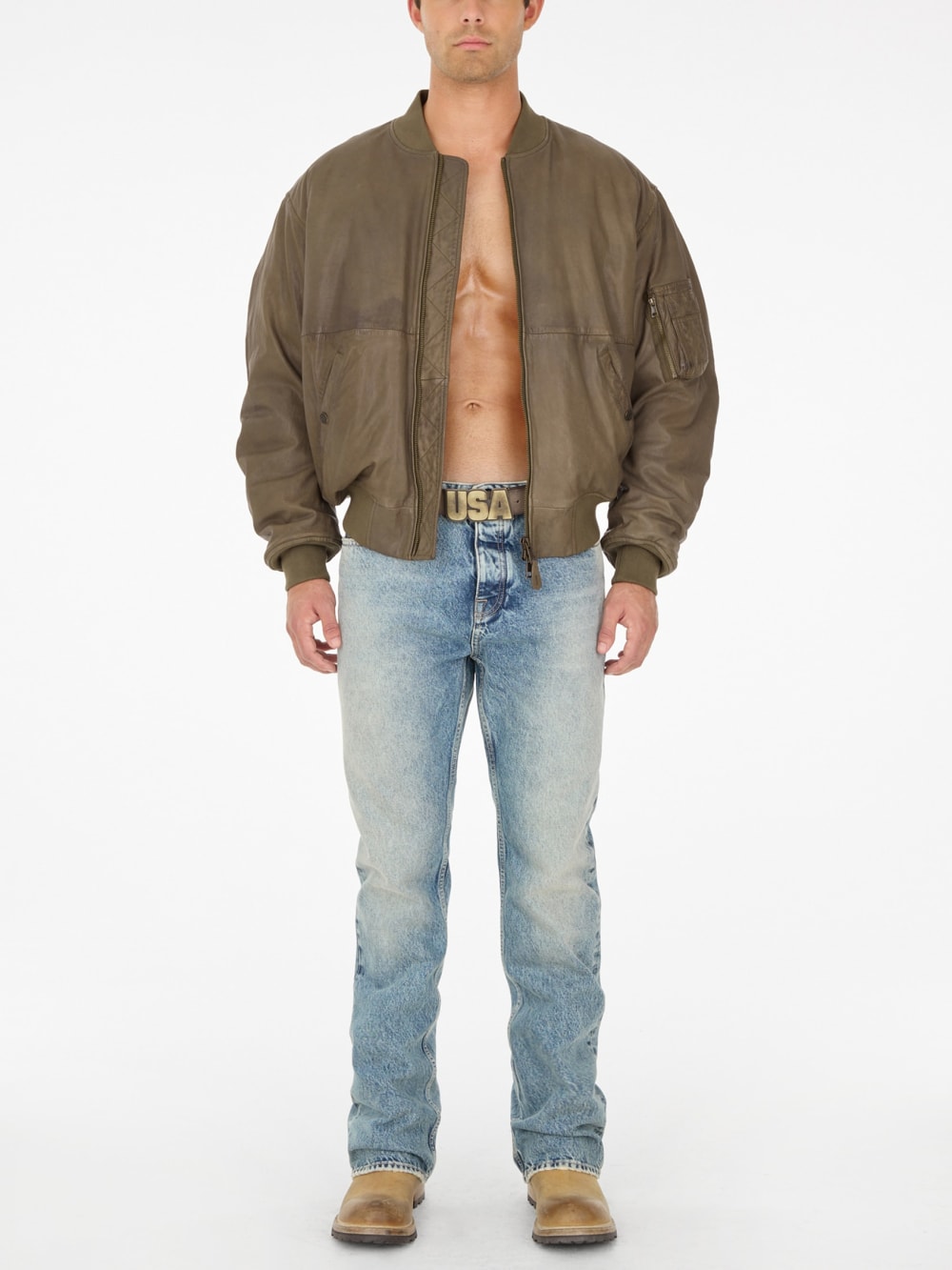 cropped leather flight jacket - Guess